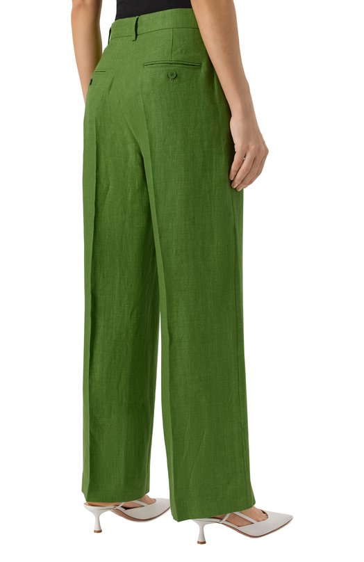Льняные брюки Weekend Max Mara MALIZIA Зелёный  MALIZIA Фото 4