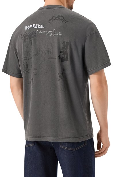 Хлопковая футболка DOMREBEL темно-серого цвета по цене 22100 руб., арт. M LENDER, фото 4 Хлопковая футболка DOMREBEL, арт. M LENDER, фото 4