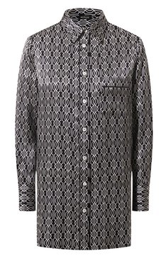 Женская атласная блузка KITON темно-синего цвета, арт. D57445K0978C | Фото 1 (Рукава: Длинные; Длина (для топов): Удлиненные; Материал внешний: Шелк; Стили: Кэжуэл; Женское Кросс-КТ: Блуза-одежда; Принт: С принтом)