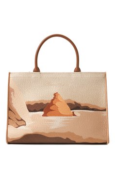 Женская сумка-тоут SANTONI бежевого цвета, арт. DIBGA2532BA-HRCV | Фото 1 (Размер: medium; Материал: Натуральная кожа, Текстиль; Ремень/цепочка: На ремешке; Материал сплава: Проставлено; Драгоценные камни: Проставлено)