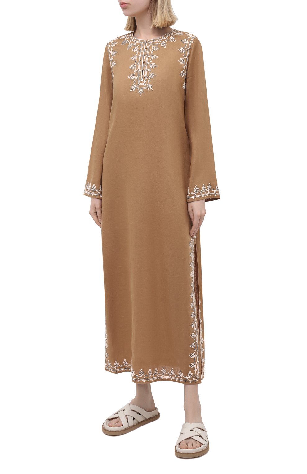 Льняная туника TORY BURCH золотого цвета по цене 66800 руб., арт. 87506, фото 3 Льняная туника TORY BURCH, арт. 87506, фото 3
