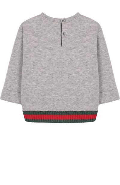 Хлопковый свитшот с бантом и металлизированной отделкой GUCCI серого цвета по цене 33650 руб., арт. 503947/X9073, фото 2 Хлопковый свитшот с бантом и металлизированной отделкой GUCCI, арт. 503947/X9073, фото 2