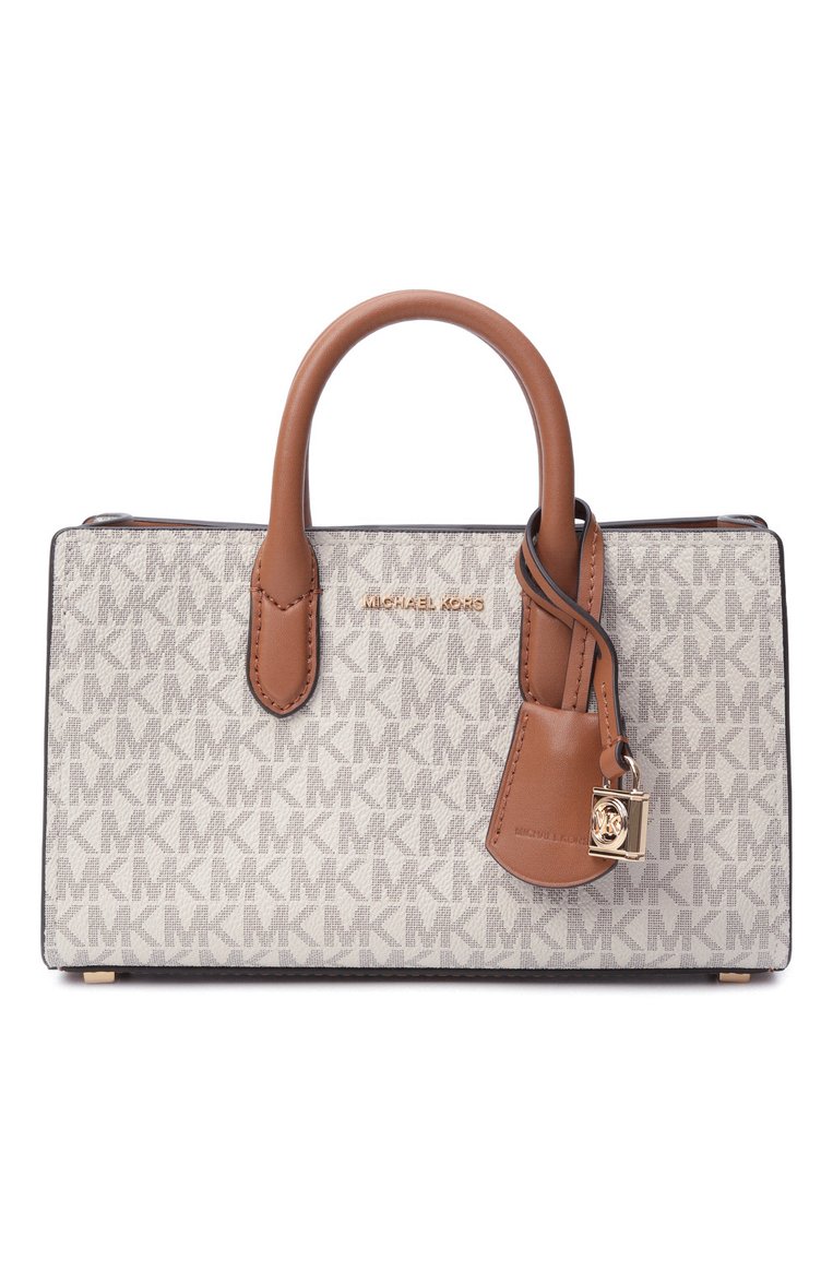 Женская сумка scarlett xs MICHAEL MICHAEL KORS бежевого цвета, арт. 32F4GETC0B | Фото 8 (Материал сплава: Проставлено; Размер: small; Ремень/цепочка: На ремешке; Драгоценные камни: Проставлено; Материал: Экокожа, Канва)
