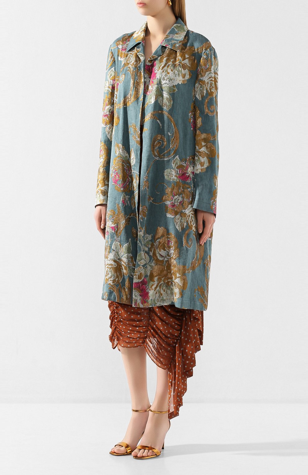 Пальто из смеси хлопка и льна DRIES VAN NOTEN синего цвета по цене 133000 руб., арт. 201-10279-9362, фото 3 Пальто из смеси хлопка и льна DRIES VAN NOTEN, арт. 201-10279-9362, фото 3