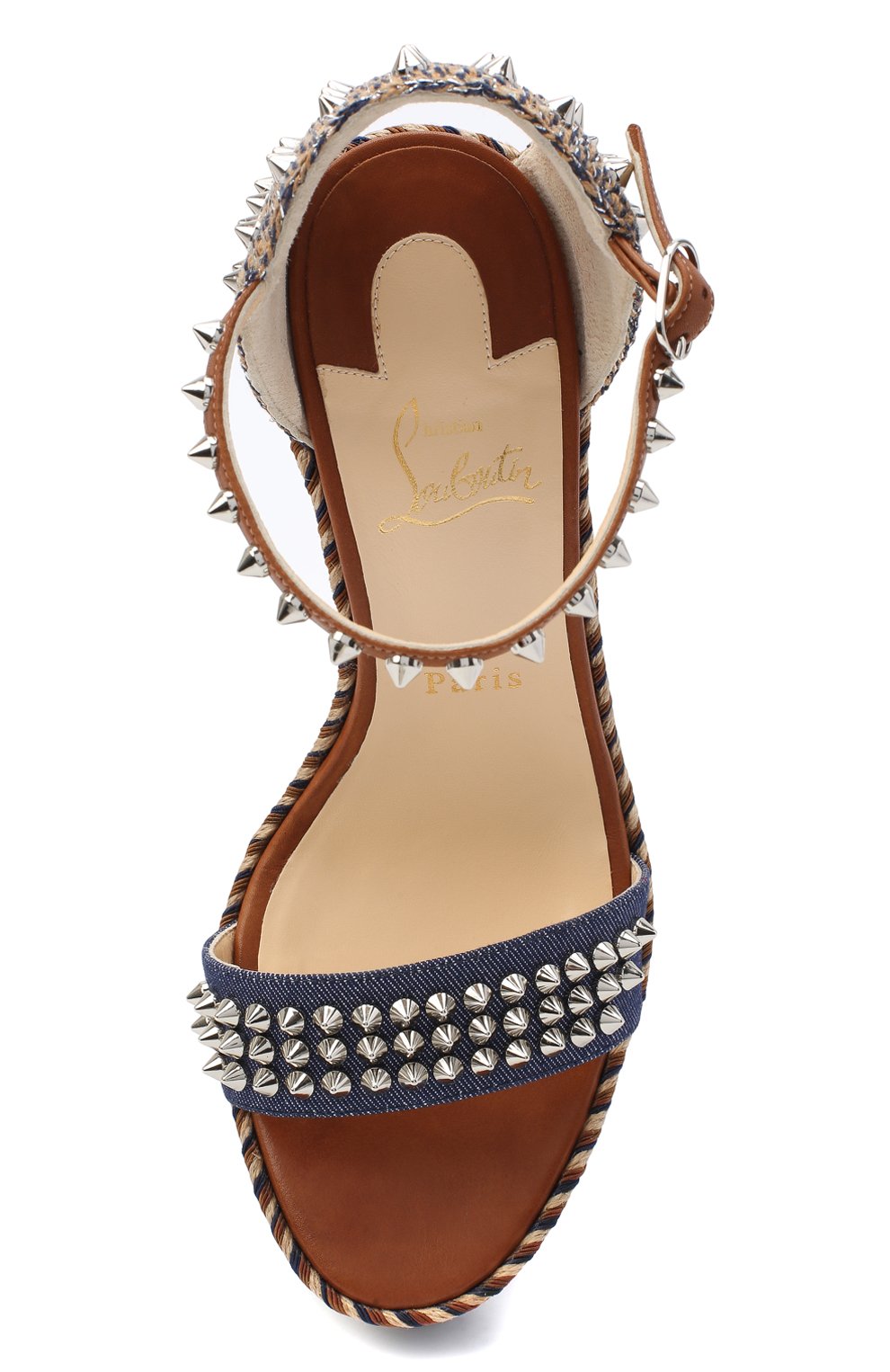 Текстильные босоножки CHRISTIAN LOUBOUTIN, арт. madmonica 120 denim/calf, фото 5