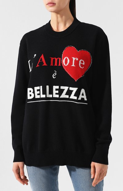 Кашемировый пуловер с вышитой надписью DOLCE & GABBANA черного цвета по цене 125500 руб., арт. FX181T/JAWGS, фото 3 Кашемировый пуловер с вышитой надписью DOLCE & GABBANA, арт. FX181T/JAWGS, фото 3
