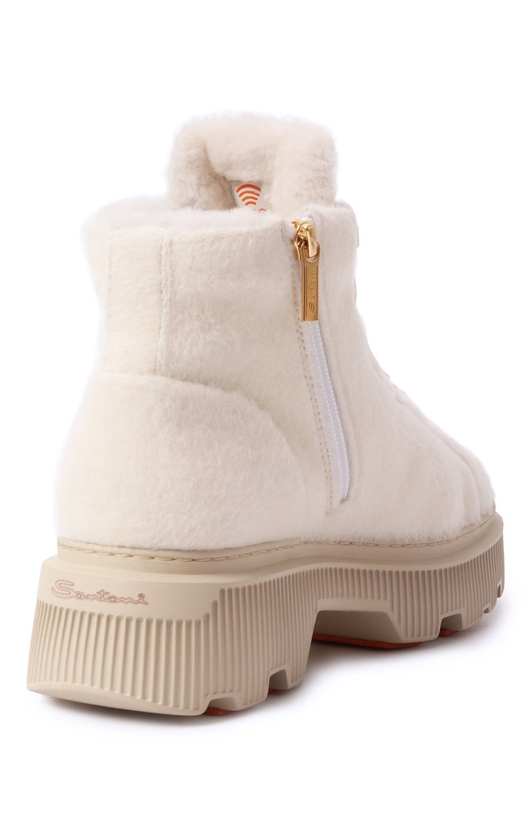 Женские текстильные ботинки SANTONI кремового цвета, арт. WTHG71315GA2ARYK | Фото 5 (Материал утеплителя: Натуральный мех; Драгоценные камни: Проставлено; Материал внешний: Текстиль; Материал сплава: Проставлено; Подошва: Платформа; Каблук высота: Низкий; Женское Кросс-КТ: Хайкеры-ботинки, Зимние ботинки)