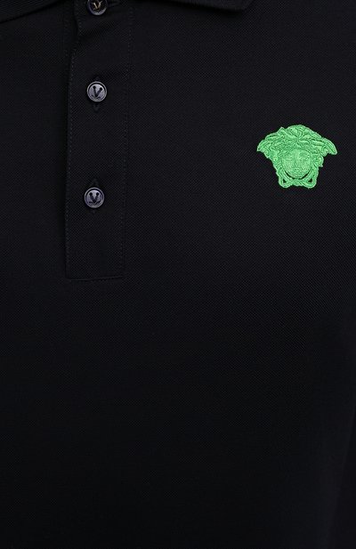 Хлопковое поло VERSACE темно-синего цвета по цене 49950 руб., арт. A87427/A237141, фото 5 Хлопковое поло VERSACE, арт. A87427/A237141, фото 5