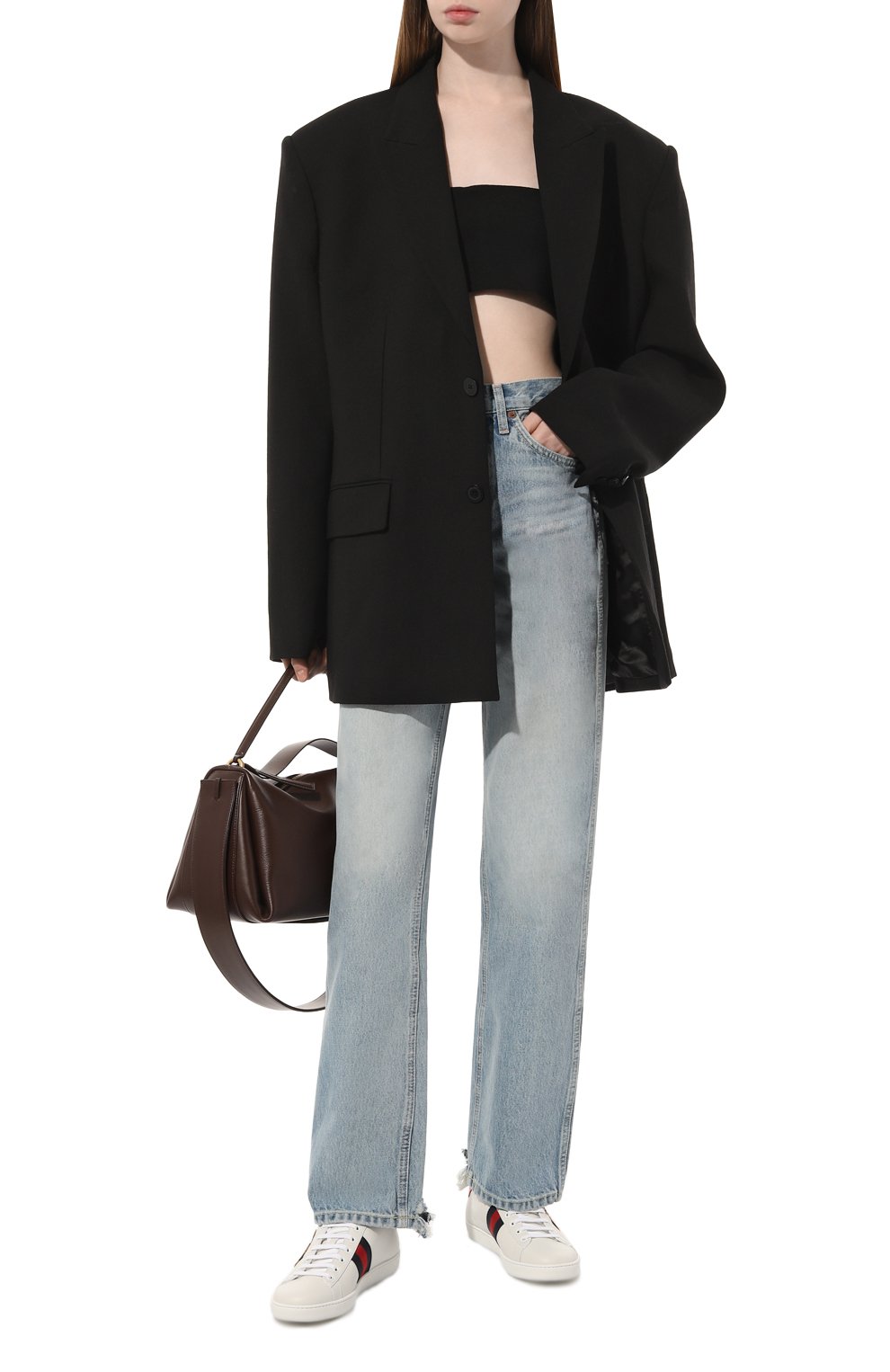 Кожаные кеды ace GUCCI белого цвета по цене 74750 руб., арт. 505328 DOPE0, фото 2 Кожаные кеды ace GUCCI, арт. 505328 DOPE0, фото 2