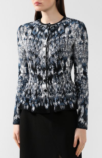 Кардиган из смеси шелка и вискозы ALEXANDER MCQUEEN синего цвета по цене 227500 руб., арт. 585246/Q1AG2, фото 3 Кардиган из смеси шелка и вискозы ALEXANDER MCQUEEN, арт. 585246/Q1AG2, фото 3