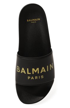 Детский шлепанцы BALMAIN черного цвета, арт. BS0P86 | Фото 4 (Материал внешний: Экокожа; Материал сплава: Проставлено; Нос: Не проставлено)