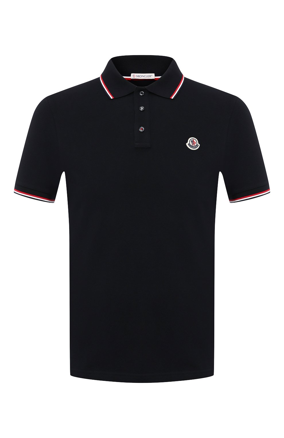 Хлопковое поло MONCLER темно-синего цвета по цене 19150 руб., арт. G1-091-8A703-00-84556, фото 1 Хлопковое поло MONCLER, арт. G1-091-8A703-00-84556, фото 1