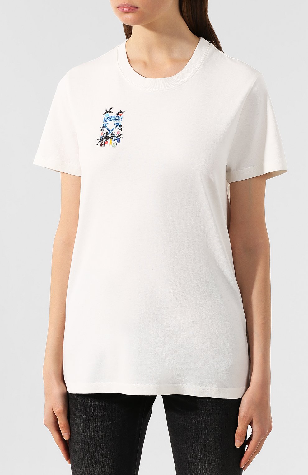 Хлопковая футболка OFF-WHITE белого цвета по цене 19950 руб., арт. 0WAA049E19B070630130, фото 3 Хлопковая футболка OFF-WHITE, арт. 0WAA049E19B070630130, фото 3