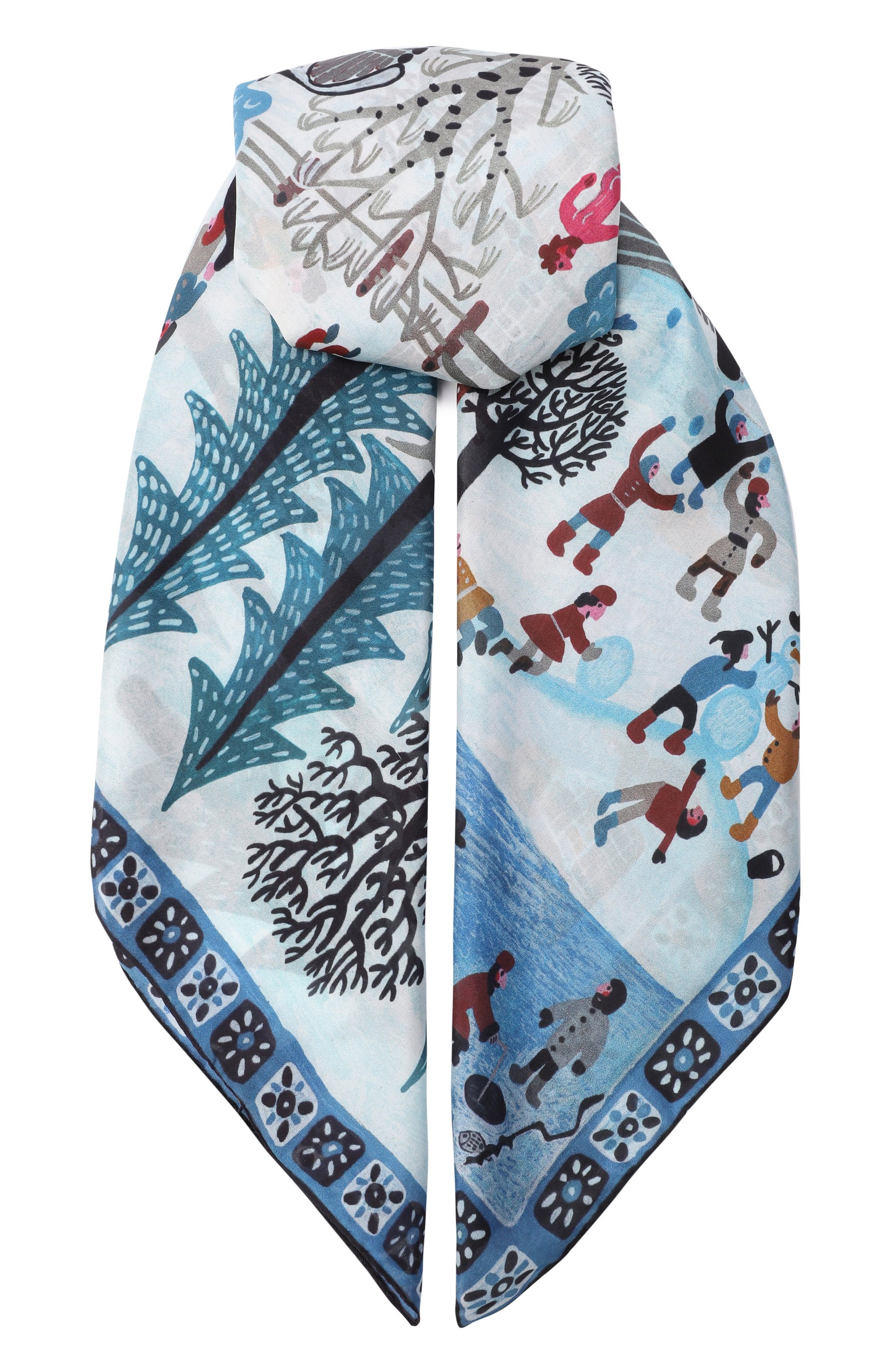 Шелковый платок зимняя деревня GOURJI, арт. 91133537/6244172, фото 1