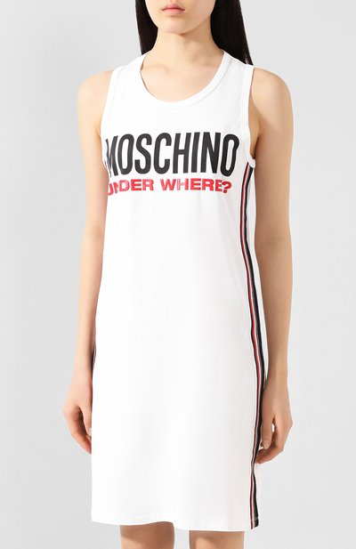 Хлопковое платье MOSCHINO белого цвета по цене 14650 руб., арт. A4020/9003, фото 3 Хлопковое платье MOSCHINO, арт. A4020/9003, фото 3