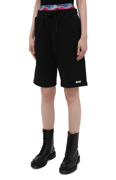 Хлопковые шорты MSGM черного цвета по цене 14150 руб., арт. 3045MDB01 217299, фото 3 Хлопковые шорты MSGM, арт. 3045MDB01 217299, фото 3