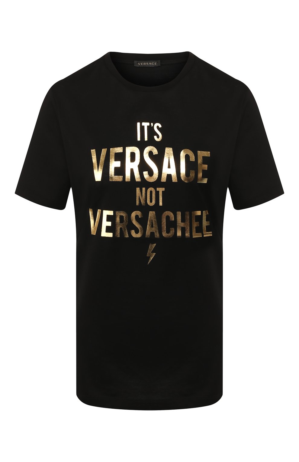 Хлопковая футболка VERSACE черного цвета по цене 31700 руб., арт. A83851/A201952, фото 1 Хлопковая футболка VERSACE, арт. A83851/A201952, фото 1