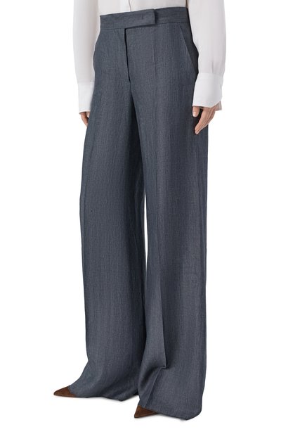 Льняные брюки MAX MARA серого цвета по цене 57200 руб., арт. MXMDESERT0, фото 3 Льняные брюки MAX MARA, арт. MXMDESERT0, фото 3