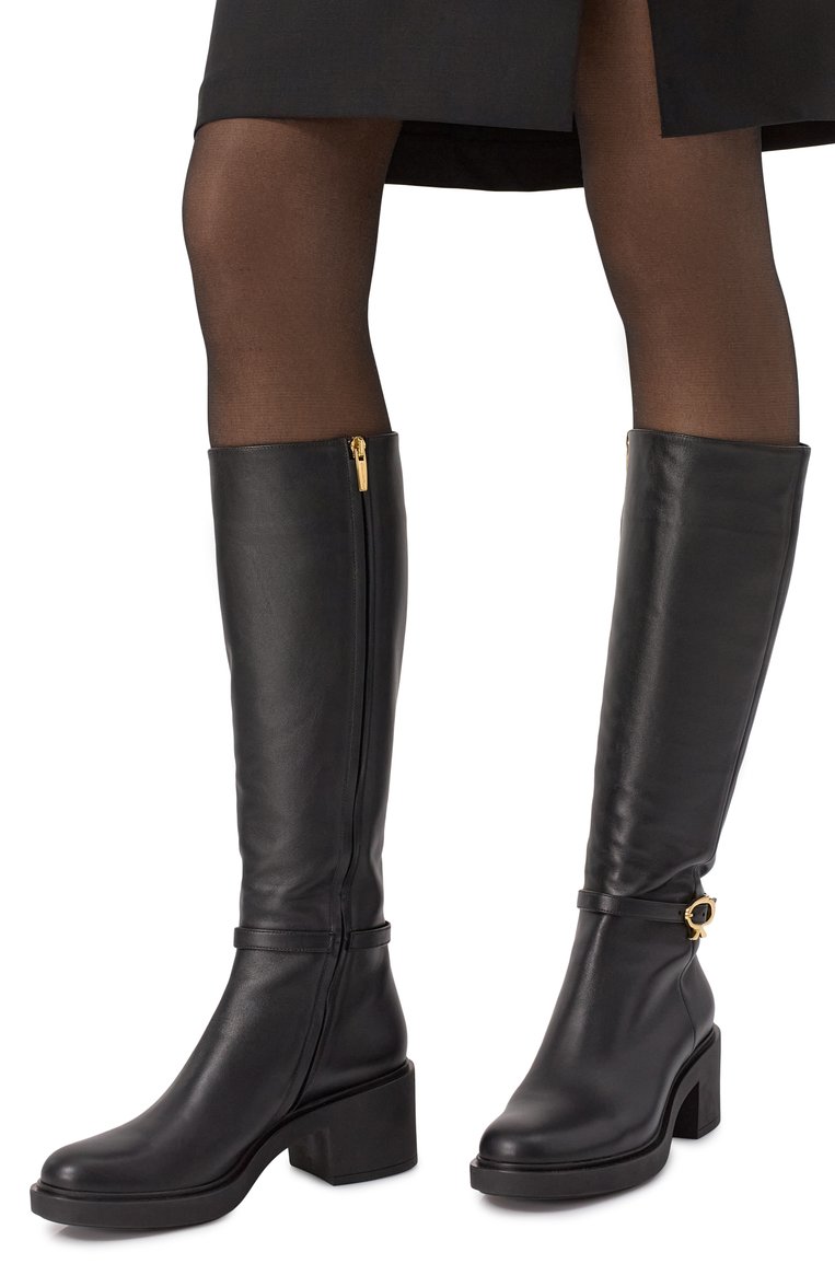 Женские кожаные сапоги ribbon dumont 45 GIANVITO ROSSI черного цвета, арт. G80385.45G0M.VGINER0 | Фото 3 (Материал внешний: Натуральная кожа; Подошва: Платформа; Высота голенища: Средние; Материал внутренний: Натуральная кожа; Каблук высота: Средний; Каблук тип: Устойчивый; Материал утеплителя: Без утеплителя)