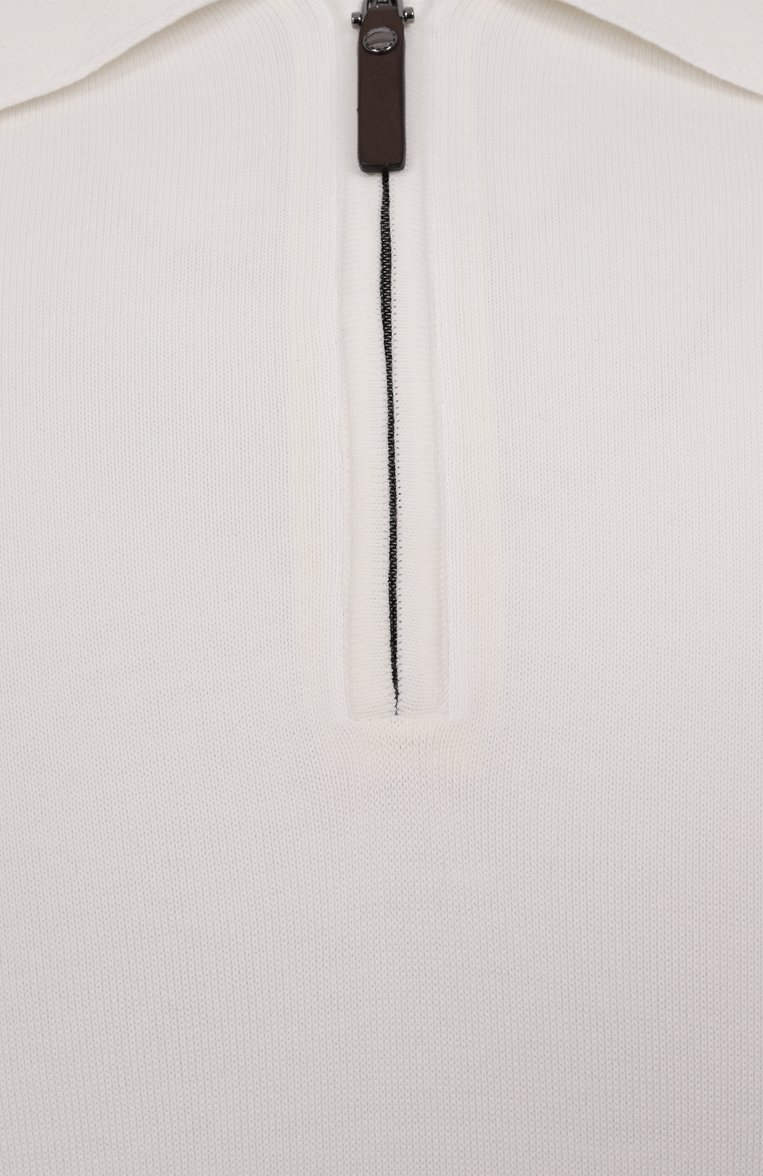Мужское хлопковое поло CANALI белого цвета, арт. C1052/MK02261 | Фото 6 (Длина (для топов): Стандартные; Рукава: Короткие; Материал внешний: Хлопок; Застежка: Молния; Принт: Без принта; Кросс-КТ: Трикотаж; Стили: Кэжуэл)