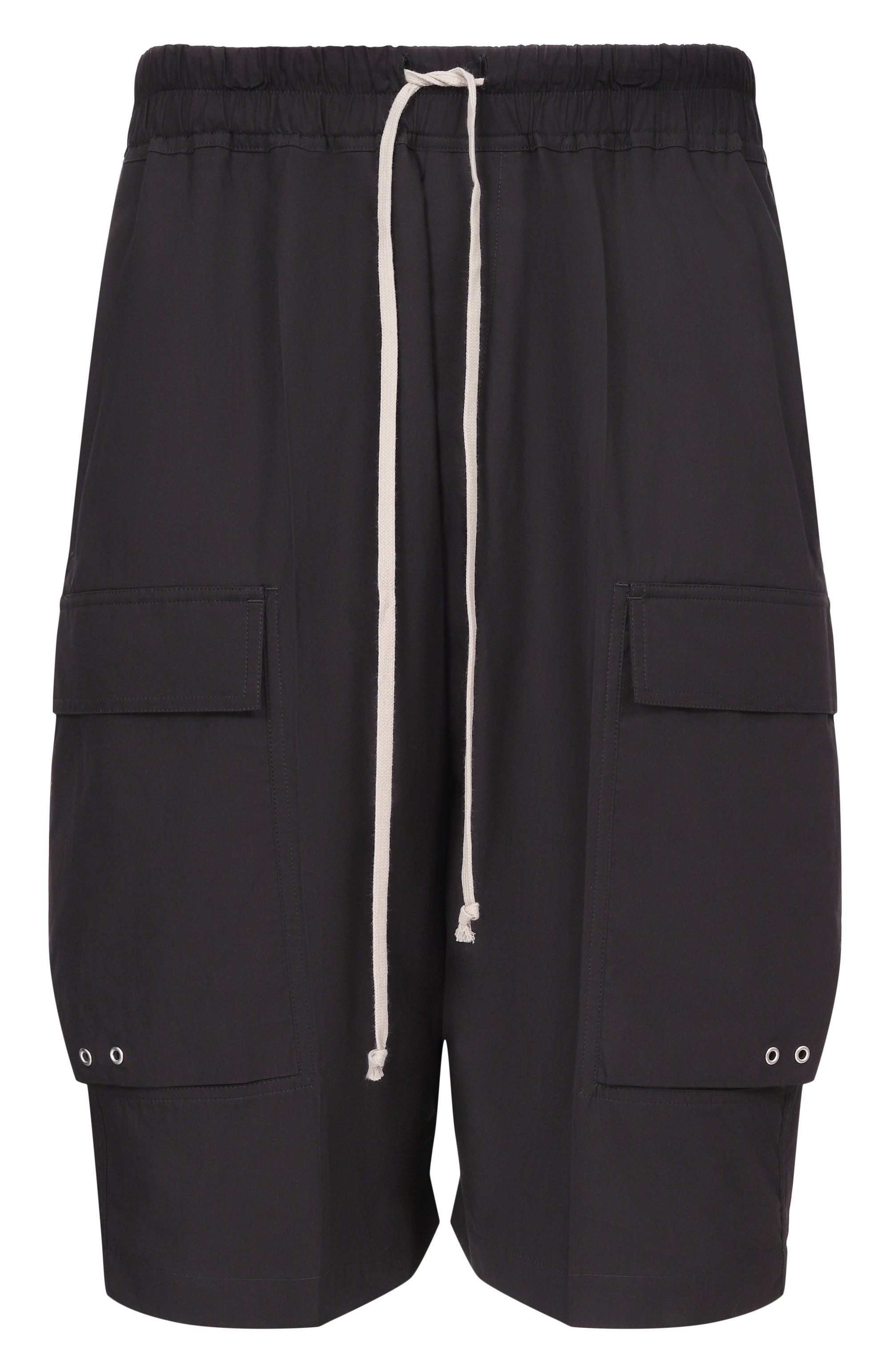 Хлопковые шорты RICK OWENS черного цвета по цене 92300 руб., арт. RU01F2389/P, фото 1 Хлопковые шорты RICK OWENS, арт. RU01F2389/P, фото 1