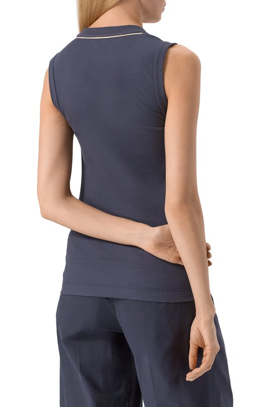 Хлопковый топ Brunello Cucinelli MG902FP312 Синий  MG902FP312 Фото 4