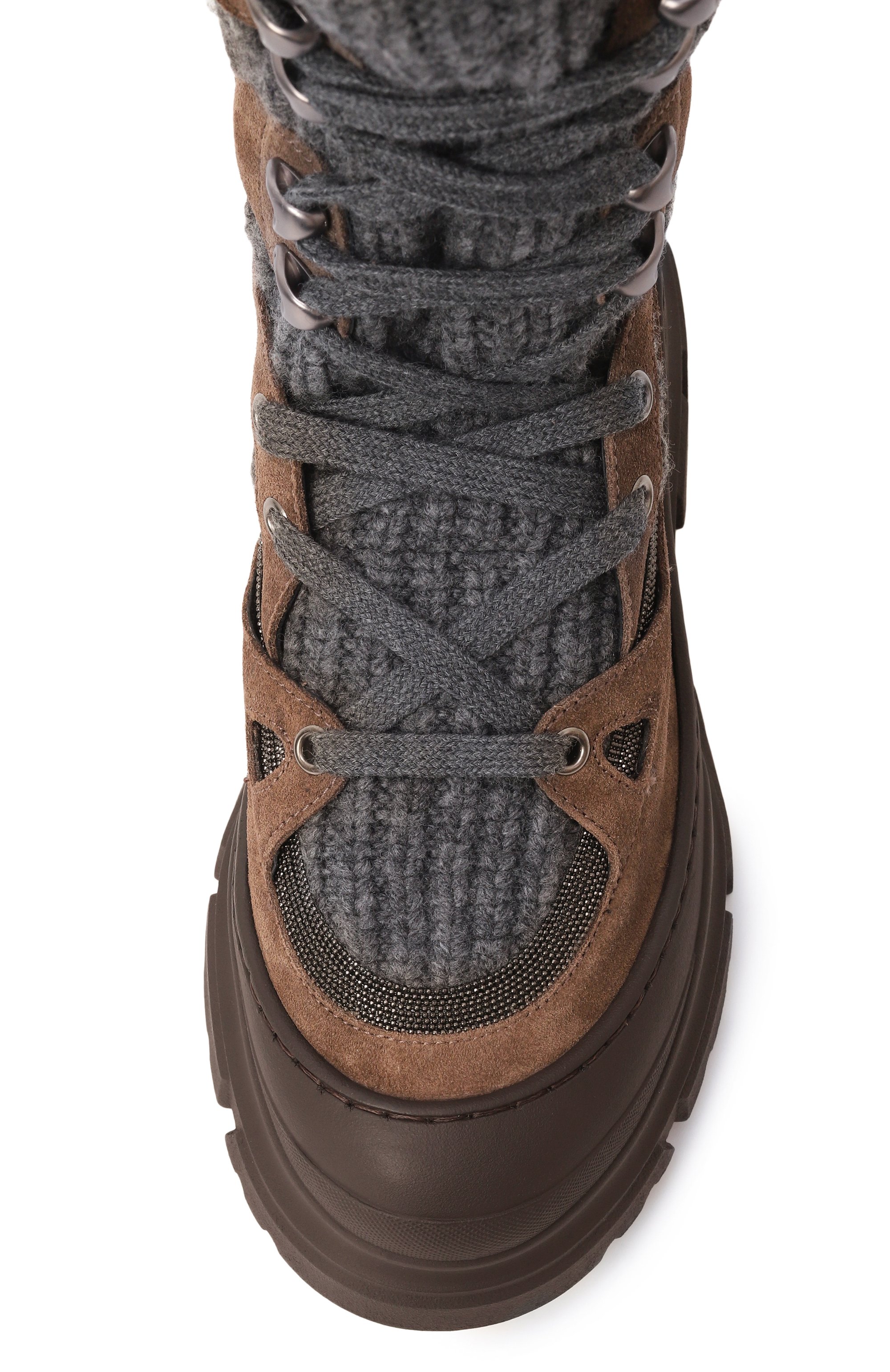 Комбинированные ботинки BRUNELLO CUCINELLI коричневого цвета по цене 184500 руб., арт. MZSFG2812, фото 6 Комбинированные ботинки BRUNELLO CUCINELLI, арт. MZSFG2812, фото 6