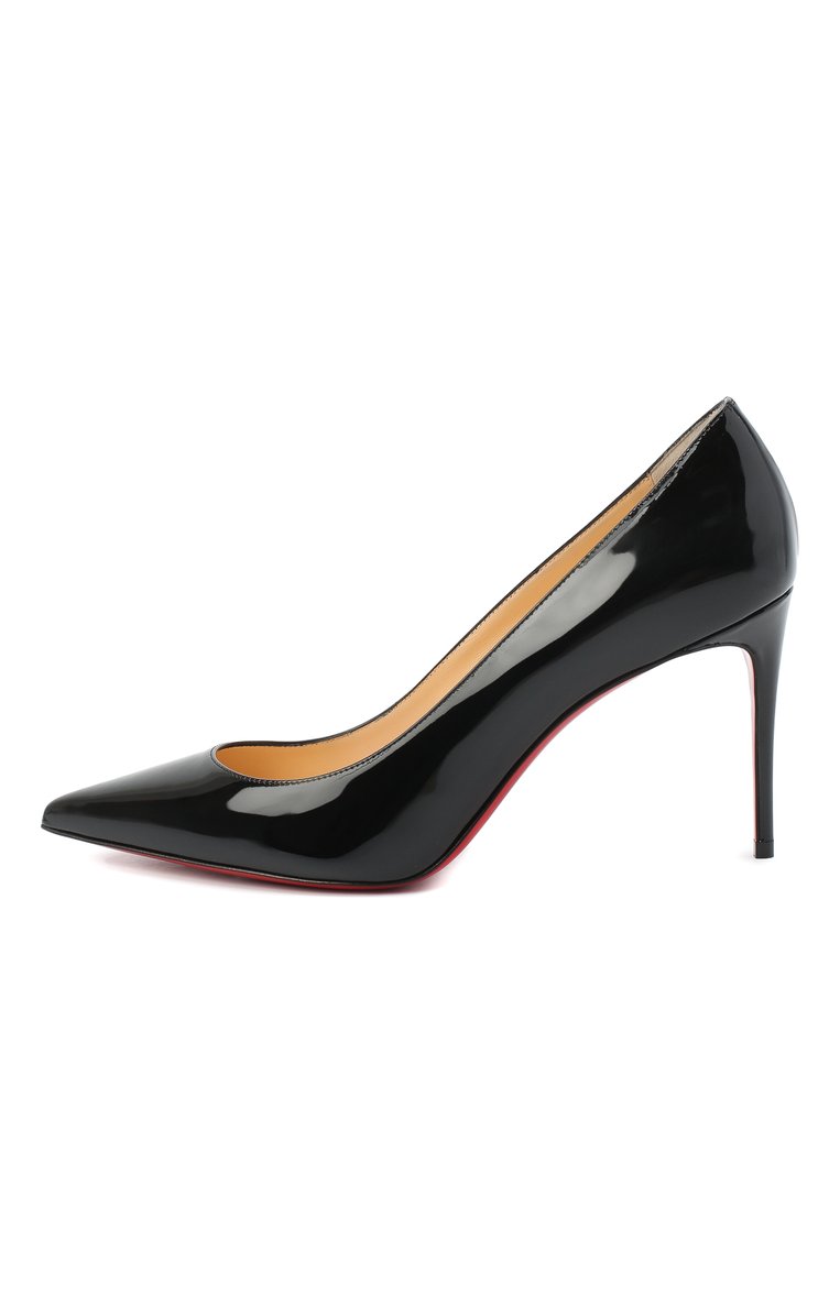 Женские кожаные туфли kate 85 CHRISTIAN LOUBOUTIN черного цвета, арт. kate 85 patent | Фото 3 (Подошва: Плоская; Каблук тип: Шпилька; Каблук высота: Высокий; Драгоценные камни: Проставлено; Материал сплава: Проставлено; Материал внешний: Натуральная кожа)