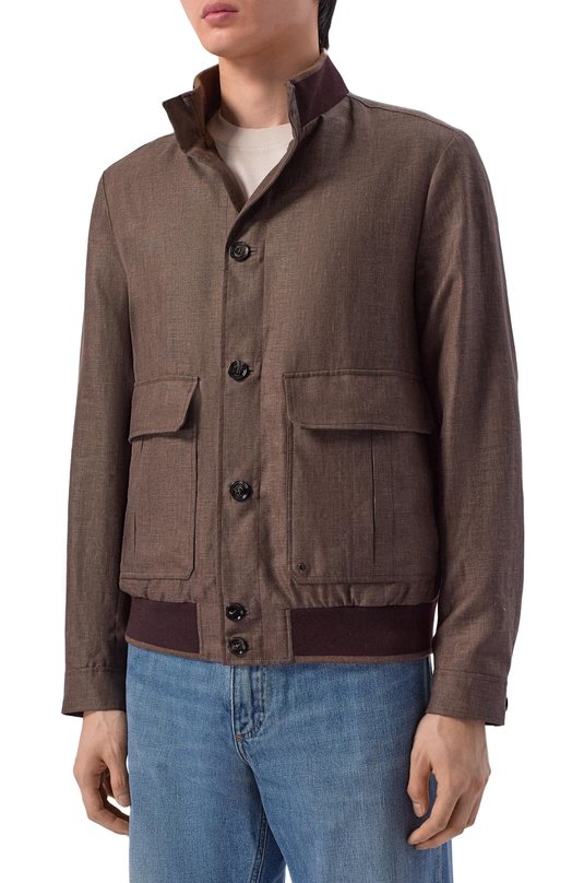 Бомбер из шерсти и льна Stefano Ricci M7J6100371/B127HA_001 Коричневый  M7J6100371/B127HA_001 Фото 3