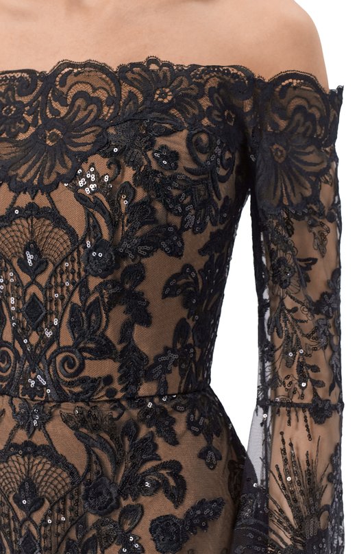 Платье из шелка и вискозы Elie Saab D0403NR26/TUL02 Чёрный  D0403NR26/TUL02 Фото 4