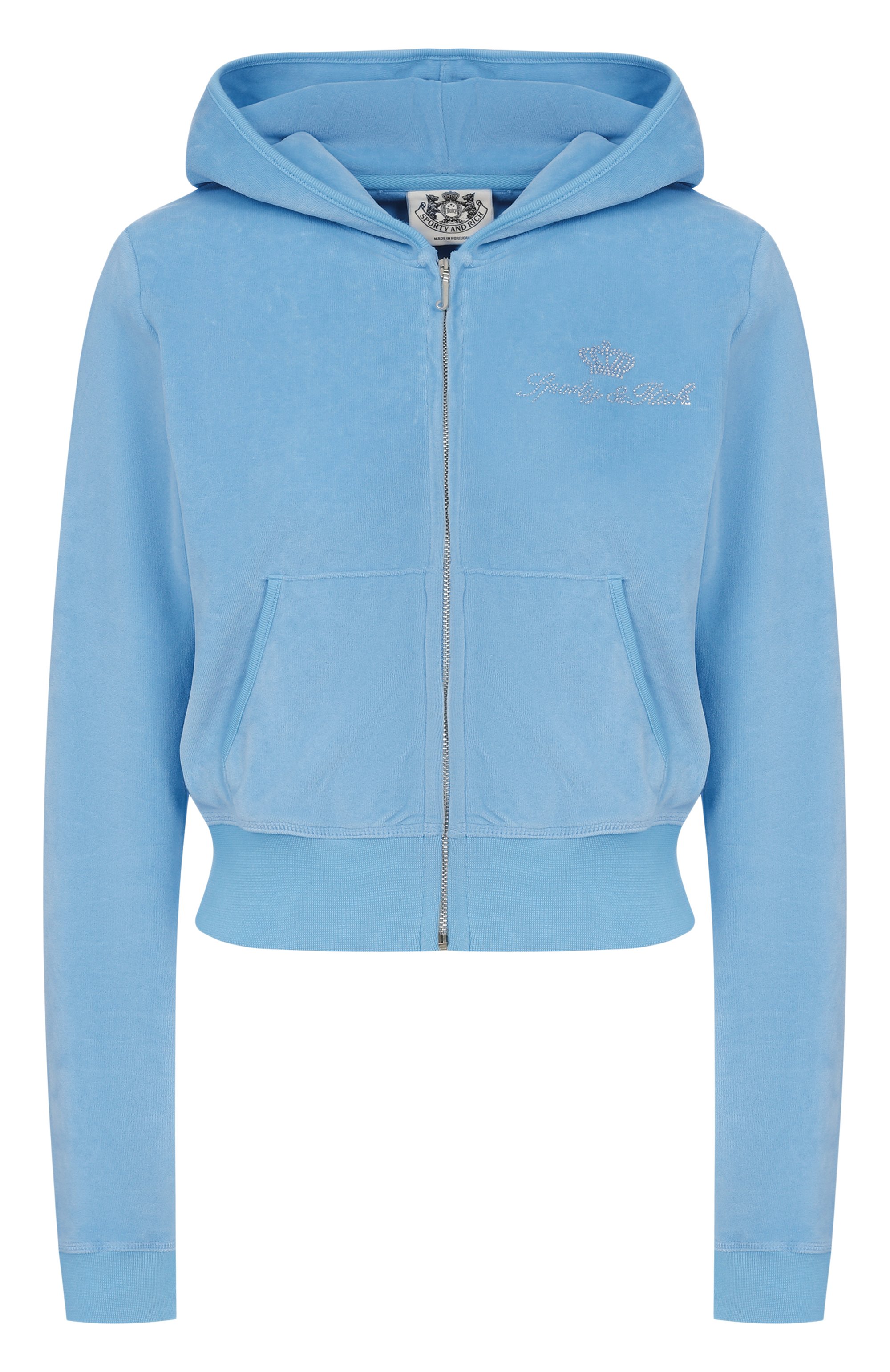 Хлопковая толстовка SPORTY AND RICH, арт. CA046716689BL50/JUICY SCRIPT VEL0UR ZIP H00DIE, фото 1