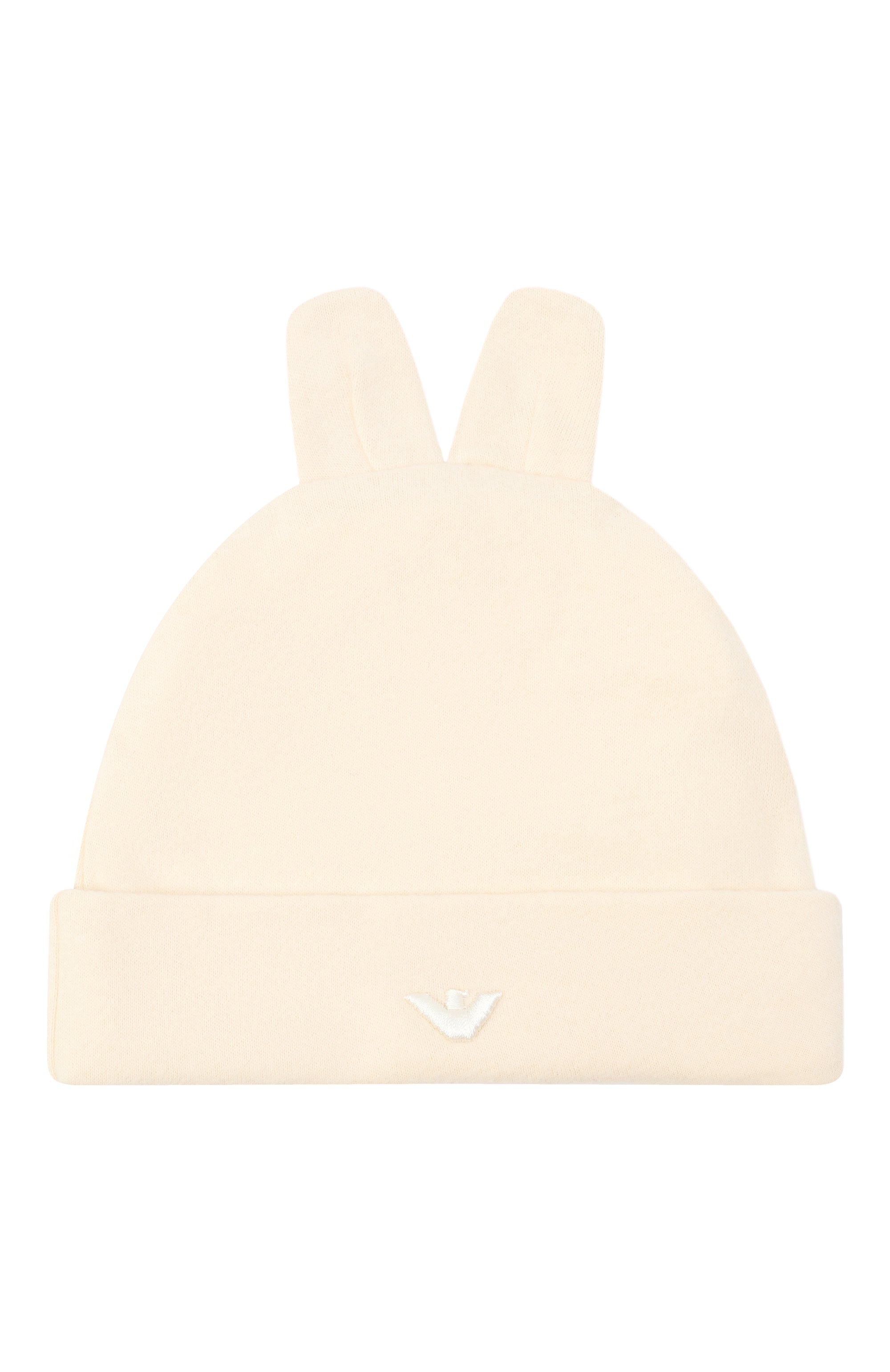 Хлопковая шапка EMPORIO ARMANI кремового цвета по цене 11200 руб., арт. EY000135/AF16395, фото 1 Хлопковая шапка EMPORIO ARMANI, арт. EY000135/AF16395, фото 1