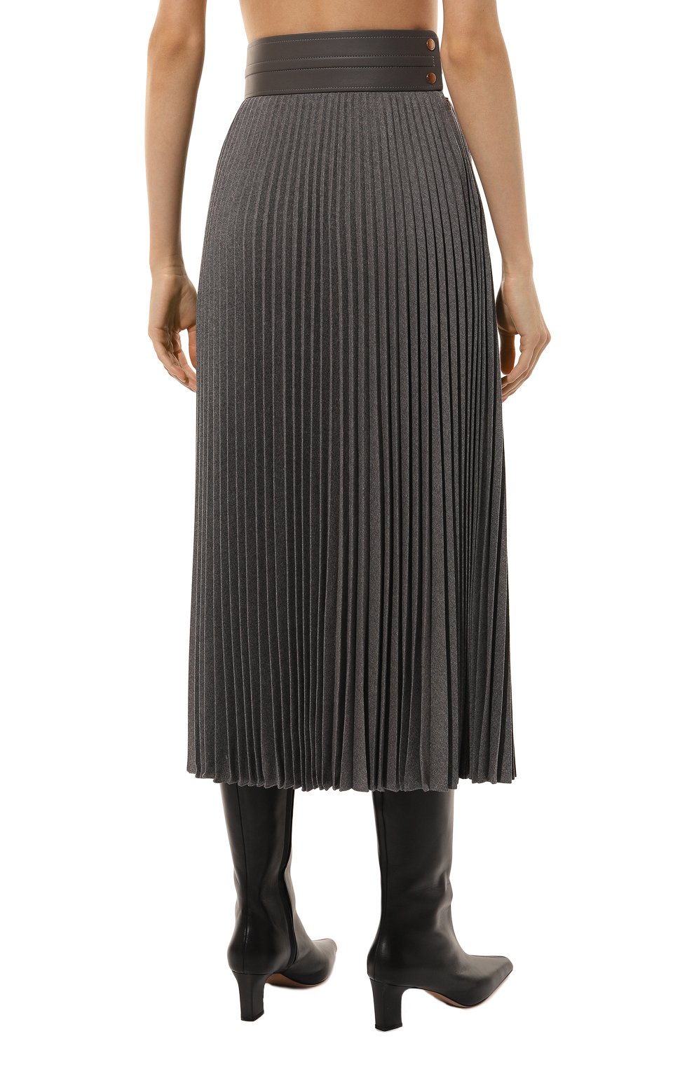 Шерстяная юбка AGNONA серого цвета по цене 198500 руб., арт. TG0403E/UW006E, фото 4 Шерстяная юбка AGNONA, арт. TG0403E/UW006E, фото 4