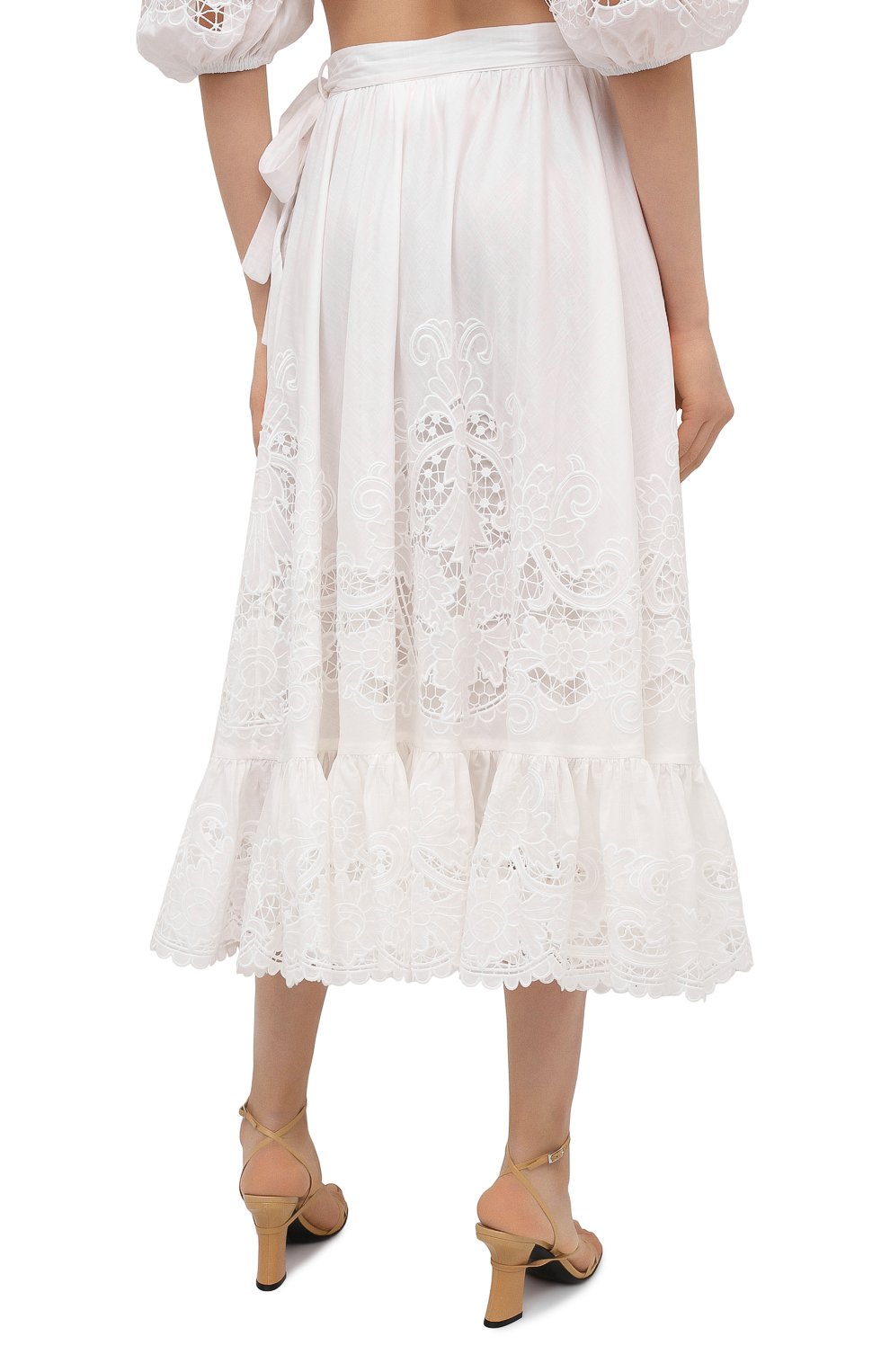 Хлопковая юбка ZIMMERMANN белого цвета по цене 89000 руб., арт. 9881SLLU, фото 4 Хлопковая юбка ZIMMERMANN, арт. 9881SLLU, фото 4