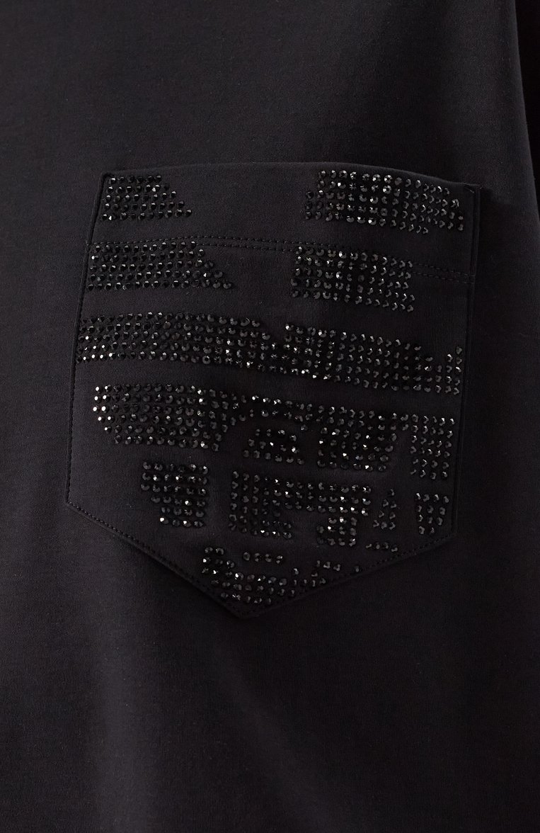 Женская хлопковая футболка EMPORIO ARMANI черного цвета, арт. EW000891/AF12545 | Фото 6 (Драгоценные камни: Проставлено; Длина (для топов): Стандартные; Материал внешний: Хлопок; Рукава: Короткие; Материал сплава: Проставлено; Принт: Без принта; Стили: Кэжуэл; Женское Кросс-КТ: Футболка-одежда)