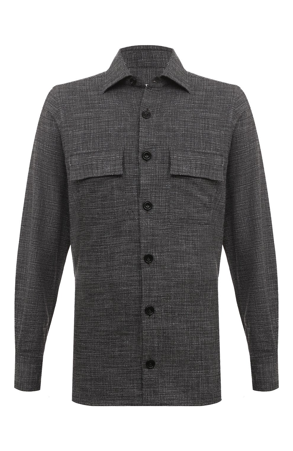 Рубашка из шерсти и шелка KITON темно-серого цвета по цене 99500 руб., арт. UMC016K0643C, фото 1 Рубашка из шерсти и шелка KITON, арт. UMC016K0643C, фото 1