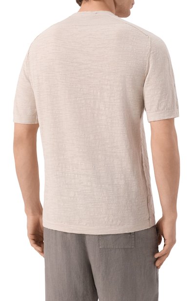 Футболка из хлопка и льна TRANSIT бежевого цвета по цене 26050 руб., арт. CFUTRZ8431, фото 4 Футболка из хлопка и льна TRANSIT, арт. CFUTRZ8431, фото 4