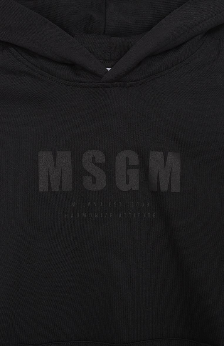 Мужского хлопковое худи MSGM KIDS черного цвета, арт. S5MSJUHS166 | Фото 3 (Материал внешний: Хлопок; Мальчики Кросс-КТ: Толстовка-спорт, Худи-одежда; Нос: Не проставлено; Девочки Кросс-КТ: Худи-одежда; Региональные ограничения белый список (Axapta Mercury): Не проставлено; Ростовка одежда: 12 лет | 152 см, 16 лет | 164 см, 10 - 11 лет | 140 - 146см, 8 лет | 128 см, 6 лет | 116 см)