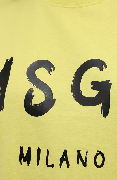 Хлопковая футболка MSGM желтого цвета по цене 9300 руб., арт. 3042MDM160 217498, фото 5 Хлопковая футболка MSGM, арт. 3042MDM160 217498, фото 5