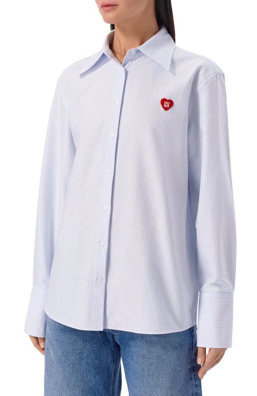 Хлопковая рубашка HUGO 50556370 Голубой  50556370 Фото 3