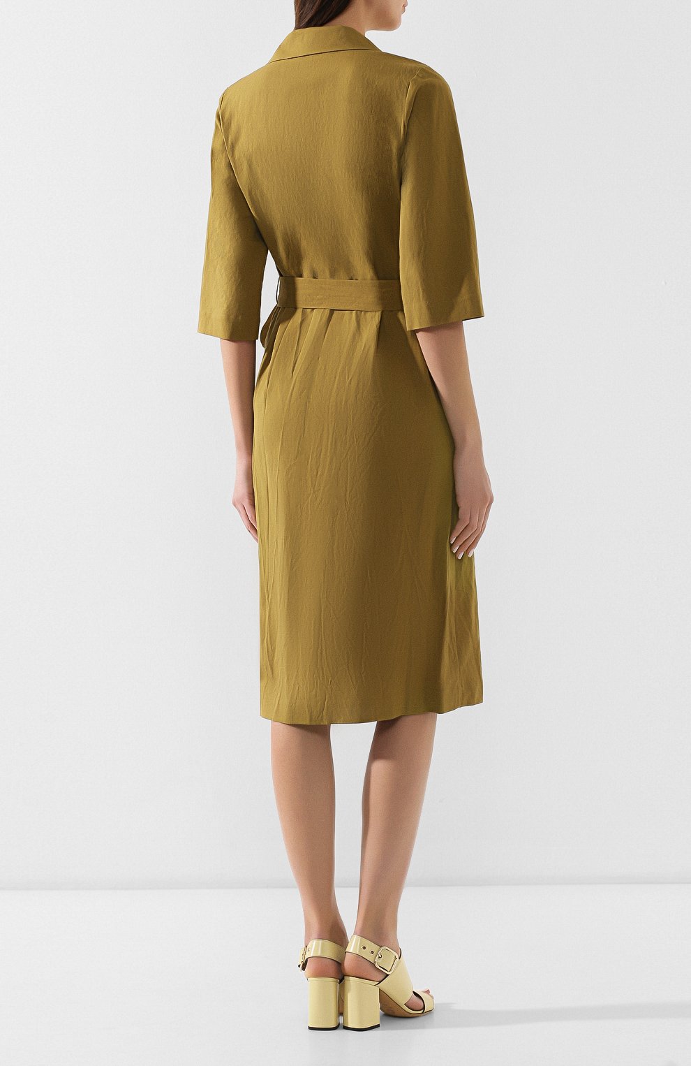 Хлопковое платье DRIES VAN NOTEN хаки цвета по цене 106000 руб., арт. 191-11099-7327, фото 4 Хлопковое платье DRIES VAN NOTEN, арт. 191-11099-7327, фото 4