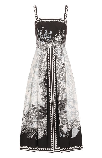 Женское хлопковое платье ELIE SAAB разноцветного цвета, арт. D0509 | Фото 1 (Длина Ж (юбки, платья, шорты): Миди; Материал подклада: Хлопок; Материал внешний: Хлопок; Материал сплава: Проставлено; Драгоценн�ые камни: Проставлено)