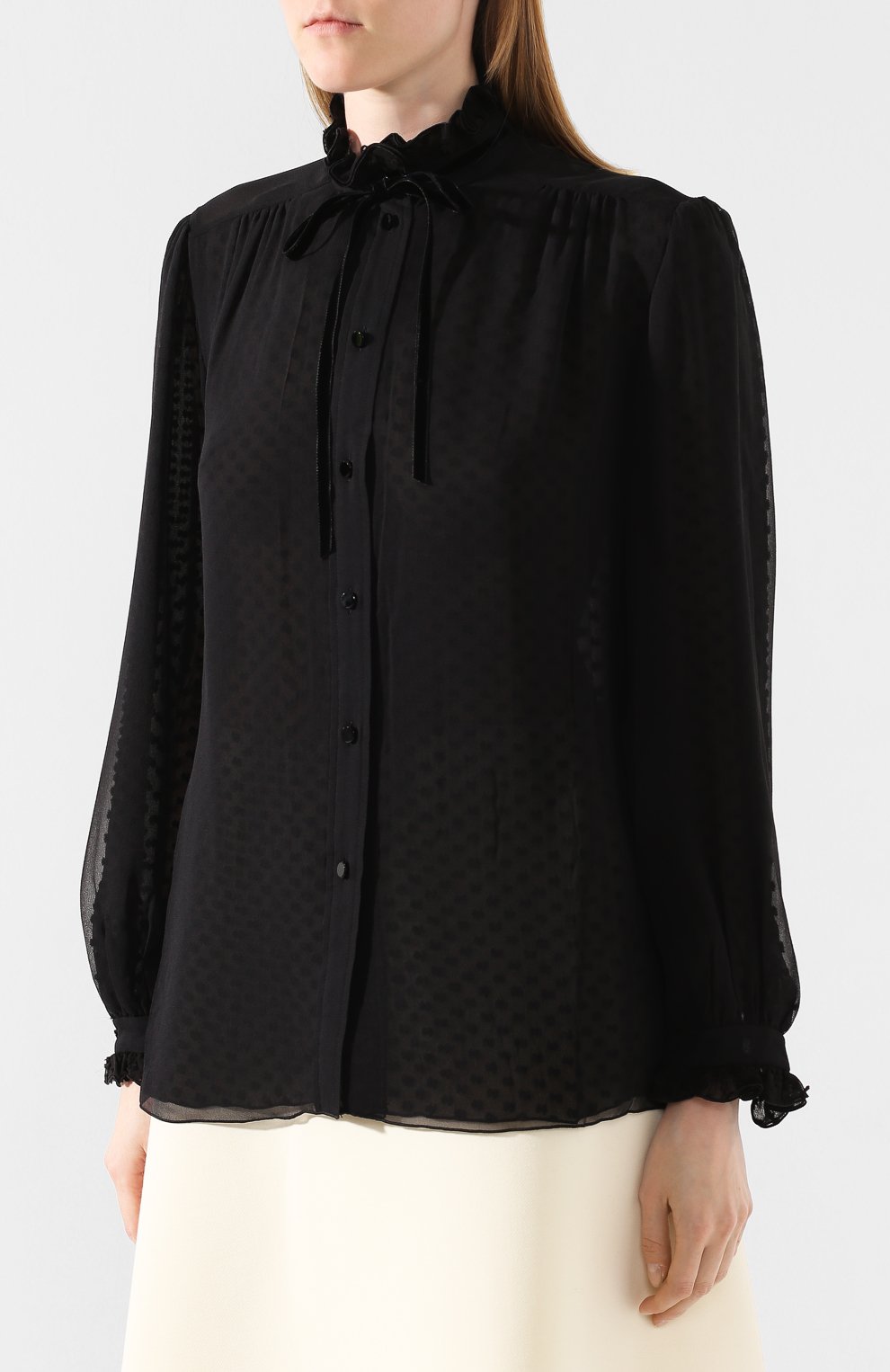 Шелковая блузка MARC JACOBS (THE) черного цвета по цене 58400 руб., арт. M4008437, фото 3 Шелковая блузка MARC JACOBS (THE), арт. M4008437, фото 3