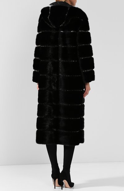 Шуба из меха норки с капюшоном VALENTINO черного цвета по цене 2980000 руб., арт. QF3FA5961DF, фото 4 Шуба из меха норки с капюшоном VALENTINO, арт. QF3FA5961DF, фото 4