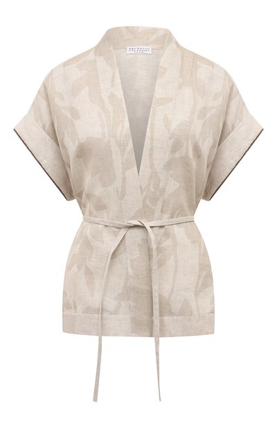 Женский льняной жакет-кимоно BRUNELLO CUCINELLI бежевого цвета по цене 192500 руб., арт. MB650B1344 | Фото 1 Женский льняной жакет-кимоно BRUNELLO CUCINELLI, арт. MB650B1344