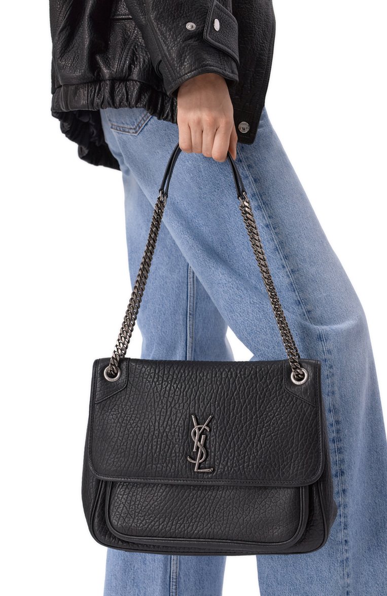 Женская сумка niki large SAINT LAURENT черного цвета, арт. 803777/AACIA | Фото 2 (Материал: Натуральная кожа; Размер: large; Ремень/цепочка: На ремешке)
