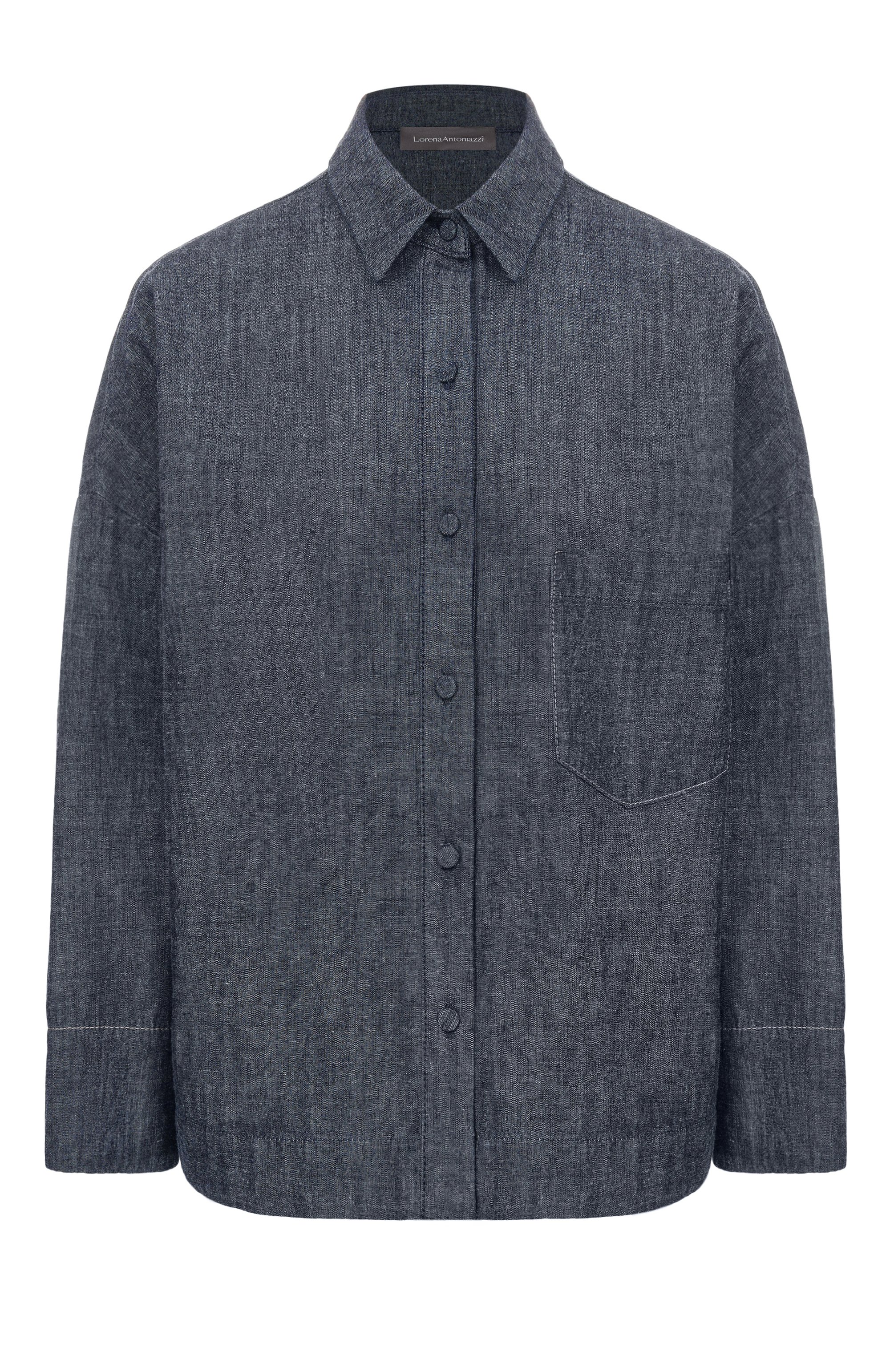 Джинсовая рубашка LORENA ANTONIAZZI синего цвета по цене 61400 руб., арт. E2632CA42A/9526, фото 1 Джинсовая рубашка LORENA ANTONIAZZI, арт. E2632CA42A/9526, фото 1