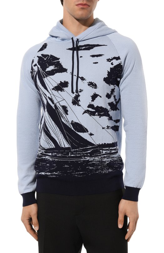 Хлопковое худи Il Borgo Cashmere Голубой, фото 3