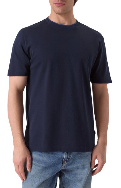 Хлопковая футболка BOSS темно-синего цвета по цене 13450 руб., арт. 50524998, фото 3 Хлопковая футболка BOSS, арт. 50524998, фото 3