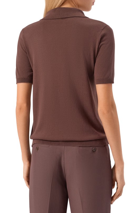 Поло из шелка и хлопка Weekend Max Mara R0NC0L0 Коричневый  R0NC0L0 Фото 4